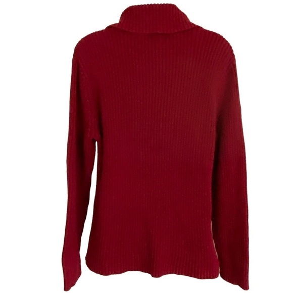 Red Cotton Ribbed Cable Knit Pullover Chunky Sweater Large - Picture 3 of 11